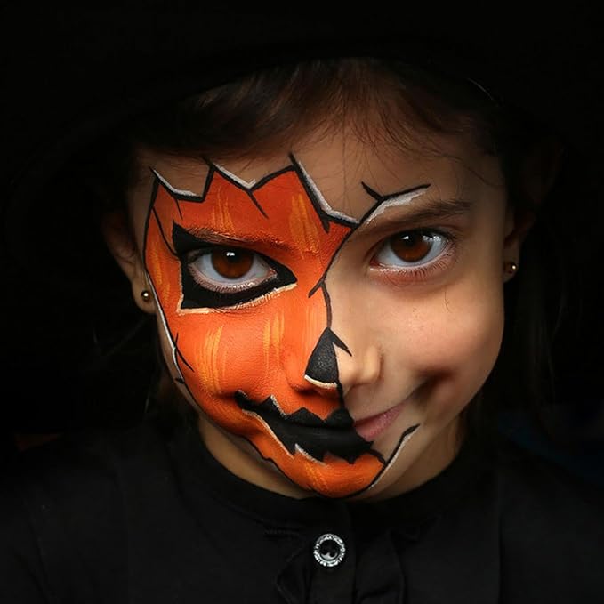 MEICOLY Orange Face Paint Stick(1.06 Oz),Cream Blendable Full Body Paint Stick,Orange Eye Black Baseball,Sweatproof Waterproof Face Painting for Halloween Pumpkin Special Effects SFX Cosplay Makeup