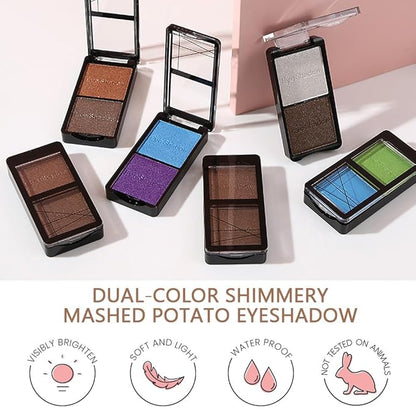 Double color eye shadow, Eyeshadows Creamy, high pigment eye makeup palette, matte shimmer metal eye shadow powder, Blendable, Ultra-Pigmented, Easy to Apply, Matte & Shimmer, (04)