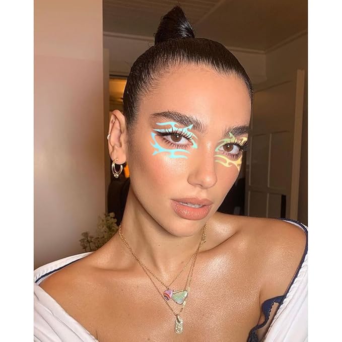 Uranian Holographic Eyeliner Stickers Temporary Self-adhesive Eyeshadow Sticker for Women Girls Spider Web Stars Eyelid Tape Wing Eye Makeup Stickers for Halloween Carnival Club Festival Party (Set 2)