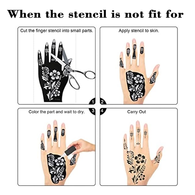 XMASIR 20 Sheets Henna Tattoo Kit Stencil for Hand, Temporary Airbrush Tattoo Stencils Arabian Tattoo Stickers Henna Templates for Body Paint Art (20Pcs-1)