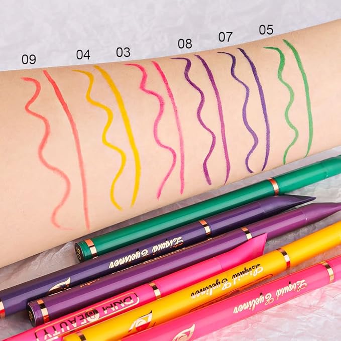 evpct 3Pcs Green Royal Blue Nordic Purple Liquid Wing Eyeliner Stamp Eye Pencil Set Waterproof Colored Color Eye Liner Stamps Shapes delineador de ojos contra el agua delineadores de colores para ojos