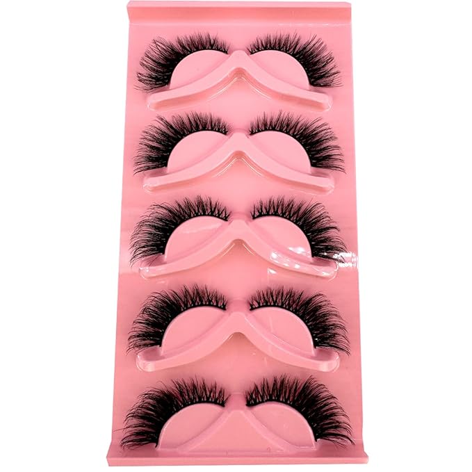 HBZGTLAD New 3D Cat-Eye Mink Eyelashes Curled Winged Natural Realistic Messy End Eye Elongated Thick False Eyelashes Soft Fake Eyelashes (V2)