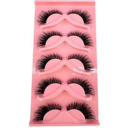 HBZGTLAD New 3D Cat-Eye Mink Eyelashes Curled Winged Natural Realistic Messy End Eye Elongated Thick False Eyelashes Soft Fake Eyelashes (V2)