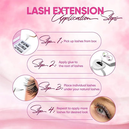 Loose Promade Fans - Natural Look Handmade Volume Eyelashes From 3D To 16D - C CC D DD Curl - False Lashes Extensions - Thickness 0.03~0.1 mm - 8~20 mm Length (14D-0.03-CC (14mm))