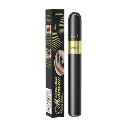 Waterproof 2in1 Mascara Cool Black Volume Length Mascara Long-lasting Curling Smudge-proof No Clumping
