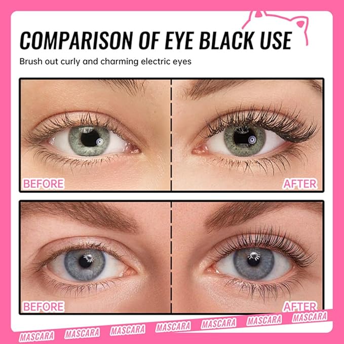 LAMUSELAND Volume Curling Mascara, 4 Colors Waterproof Smudge-proof Thickening Lengthening Liquid Lash Extensions, Natural Long-Lasting Eye Makeup Tool Set for Women Girls (Blue)