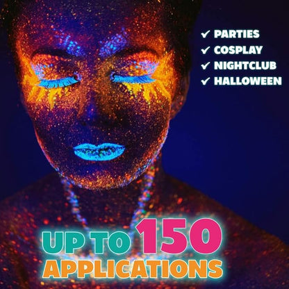 Kraze FX Dome Stroke - Bright Neon (25 gm), Water Activated, Professional UV Glow Blacklight Reactive Face and Body Painting Rainbow Cakes, Hypoallergenic, Safe, 1-Stroke Split Cake
