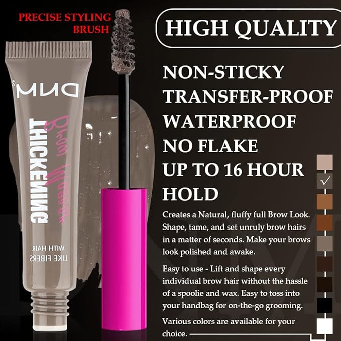 Tinted Thickening Brow Mascara,Brow Fast Sculpt,Waterproof, Transfer-proof, Brush to Fill in Eyebrows and Cover Gray Hairs - Cruelty Free - Light Medium Brown (2pcs 02 Cool Blonde)