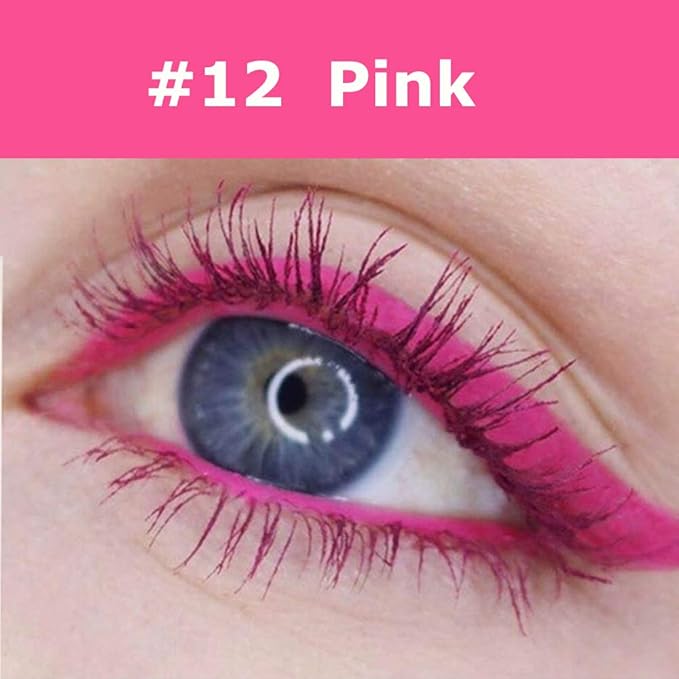 GL-Turelifes 12 Color Mascara - Charming Longlasting, Thick & Long Eyelash, Waterproof & Smudge-proof Eyes Makeup (Pink)