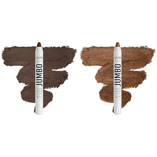 NYX PROFESSIONAL MAKEUP Jumbo Eye Pencil Blendable Eyeshadow Stick & Eyeliner Pencil Bundle - Frappe (Chocolate Brown) & French Fries