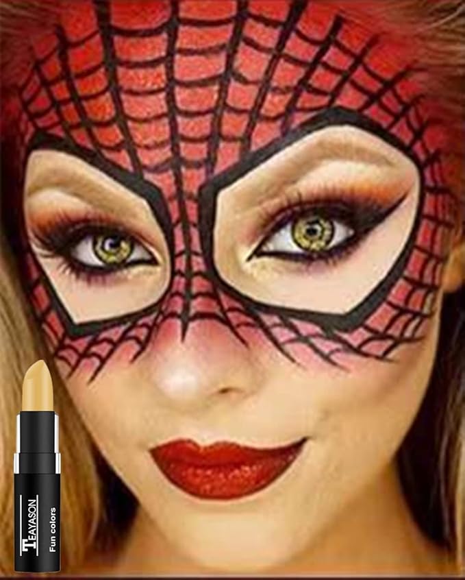 Go Ho Makeup Yellow Cream-Blendable Stick - Waterproof Yellow Eye Black Face Body Paint Stick Professional SFX Makeup,Softball/Baseball Eye Black,Safe Facepaint Nose&Lip Smacking for Halloween