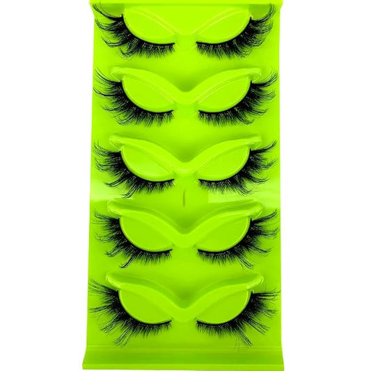 HBZGTLAD New 3D Cat-Eye Mink Eyelashes Curled Winged Natural Realistic Messy End Eye Elongated Thick False Eyelashes Soft Fake Eyelashes (MF-1)