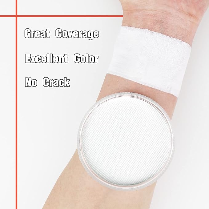 Bowitzki 30g Professional Face Paint Body Paint Water Based Face painting Makeup Safe for Kids and Adults Split Cake Single Color (White+Orange)