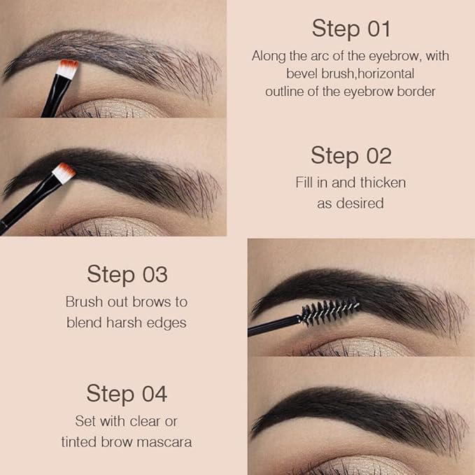 Tinted Thickening Eyebrow Mascara with Two Eyebrow Brushes,Brow Fast Sculpt,Waterproof,Transfer-proof,Eyebrow Tinting Kit- Cruelty Free - Light Medium Brown (2 Pack) (04 Black)