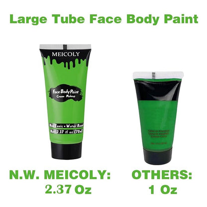MEICOLY Light Green Face Body Paint(2.37Oz),St Patrick's Day Face Paint Makeup Accessories,Lime Green Face Paint for Camouflage Hunting Hulk Gamora,Halloween SFX Witch Makeup