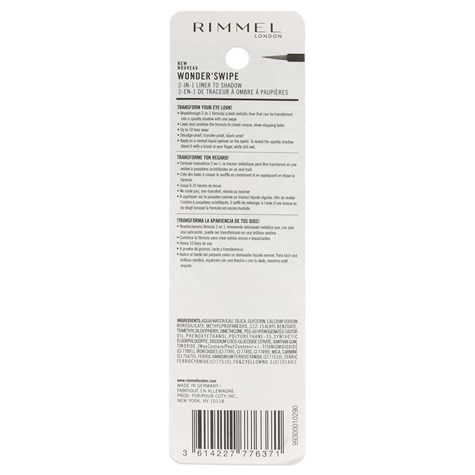 Rimmel London Wonder Swipe 2-in-1 Liner to Shadow - 001 Slay Eyeliner Women 0.058 oz (Pack of 2)