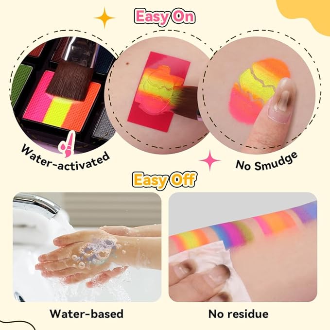Janolia Rainbow Face Paint + 20 Colors Face Painting Kit for Kids, Water Activated Face Paint Kit for Halloween Carnival Easter