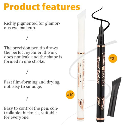 evpct 2Pcs Black White Liquid Wing Eyeliner Stamp Eye Pencil Makeup Sets Waterproof Colored Color Eye Liners Stamps Shapes delineador de ojos contra el agua delineadores de colores para ojos 01&10