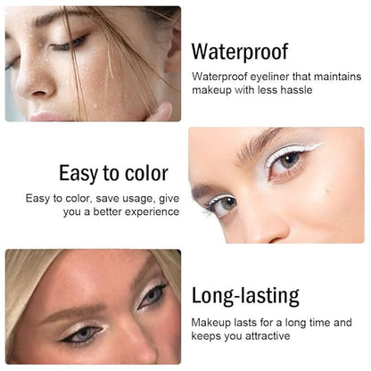 evpct 3Pcs Black & Pearl White & White Gel Glitter Eyeliner Pencils Set for Women Waterproof Smudge Proof lapiz de ojos delineador de ojos contra el agua Eye Liner Makeup 01 19 22