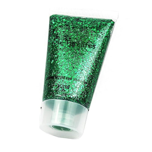 GL-Turelifes 30ml Sequins Chunky Glitter Liquid Eyeshadow Glitter Body Gel Festival Glitter Cosmetic Face Hair Nails Makeup Long Lasting Sparkling Easy to Apply, Easy to Remove (#03 Green)