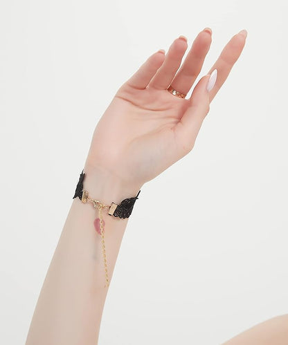 Gothic Pearl Lace Steampunk Wristband Vintage Pearl Pendant Tassel Lace Hand Chain with Finger Ring Lolita Lace Hand Accessories for Women and Girls (Style 8)