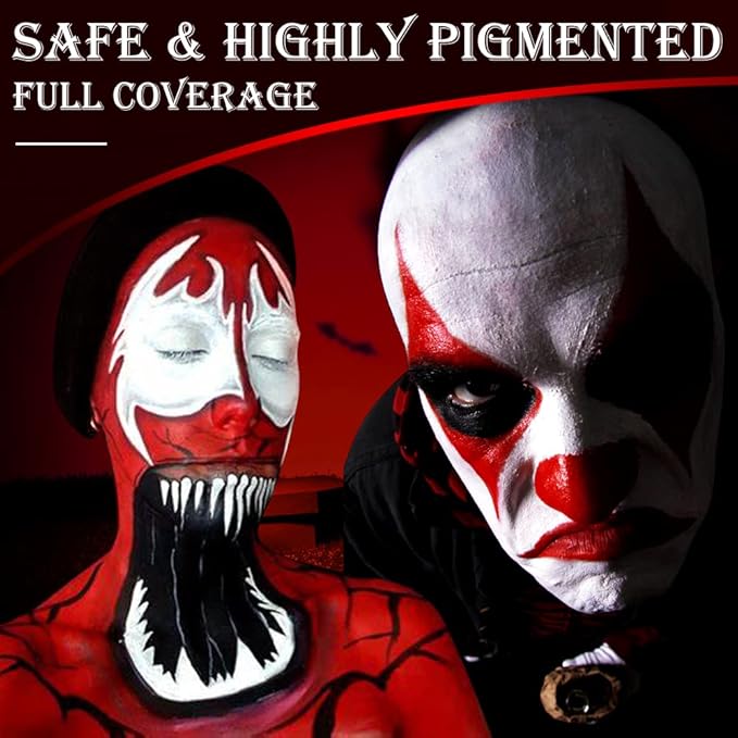 Red Face Body Paint Stick for Clown Zombie Halloween Makeup, DE’LANCI Cream Blendable Face Painting Sticks, SFX Special Effects Joker Santa Claus Costume Party Pigmented Body Painting