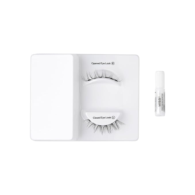 KISS Filter Lashes, AI-Inspired Delicate Wispy False Eyelashes, 1 Pair, Medium (10-12mm), Natural 3D Volume, Lightweight Look, Lash Glue Included, Bunny Pretty