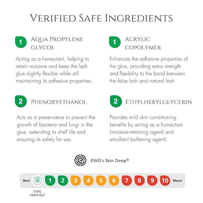 Gentle Formula Lash Glue - 24 Hour Hold - Cluster Strip False Lash Extension Eyelash Glue - Soothing Aloe Lash Adhesive - Dries Clear - Water Resistant