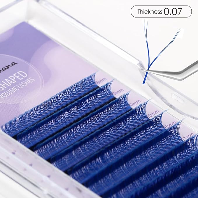 YY Eyelash Extension 0.07mm LU Curl 8-14mm Mixed Tray Lash Supplies Premade Fans Y Shape Volume Lash 12 Rows Premium Faux Mink Lash Extensions (8-14 MIX, Blue;0.07 LU)