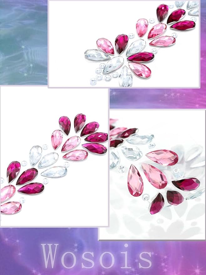 Crystal Face Stickers Tears Rhinestone Self-adhesive Hair Stickers Music Festival Revelry for Women and Girls