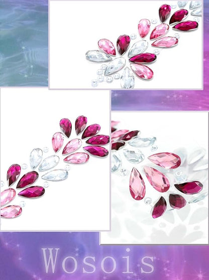Crystal Face Stickers Tears Rhinestone Self-adhesive Hair Stickers Music Festival Revelry for Women and Girls