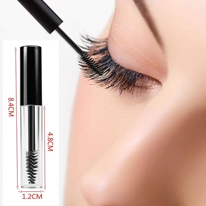 Black Portable Empty Mascara Tube, Eyelash Cream Container Bottle Transparent Plastic Tube Vials Makeup Cosmetics Tool Beauty and Personal Care (5ml)