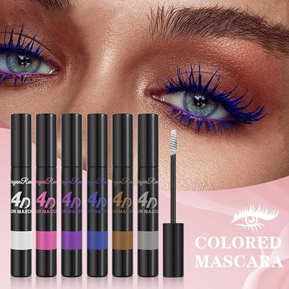 Blue 4D Colored Waterproof Mascara For Curling Eyelashes, Long Lasting Quick Dry Volumizing & Lengthening Mascara, Liquid Mascara Eye Makeup for Women, Lightweight Feel, Fast-Drying, 04