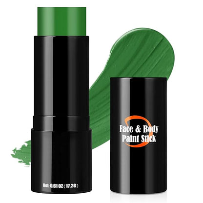 Witch Green Face Body Paint Stick, St. Patrick's Day Face Paint Makeup Accessories, Full-Coverage Hypoallergenic Camo Hulk Hunting FacePaint, Halloween SFX Cosplay Costume Party Green Makeup