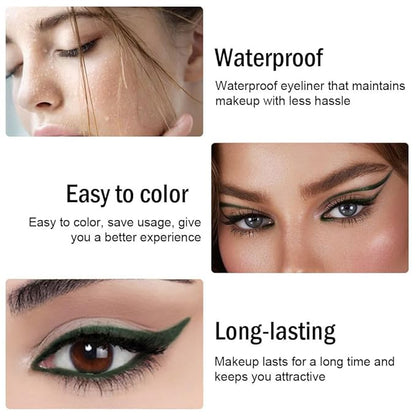 EVPCT 3Pc Shimmer Emerald Green & Shimmer Royal Blue & Green Gel Glitter Eyeliner Pencils Set - Waterproof, Smudge Proof Eye Liner Makeup - 06, 07, 12