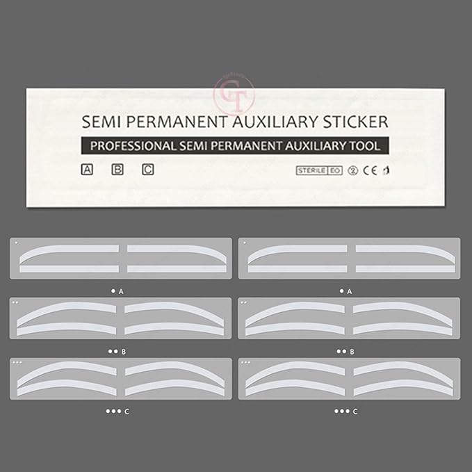6 Pairs Eyebrow Tattoo Auxiliary Stickers Disposable Adhesive Eyebrow Template Sticker Women Disposable Adhesive Eyebrow Template Sticker (6 Pairs Sticker+1 Black Brow Pencil)