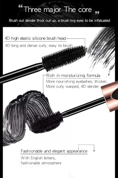 4D Silk Fiber Eyelash Mascara, Waterproof & Long-Lasting Mascara Black Volume
