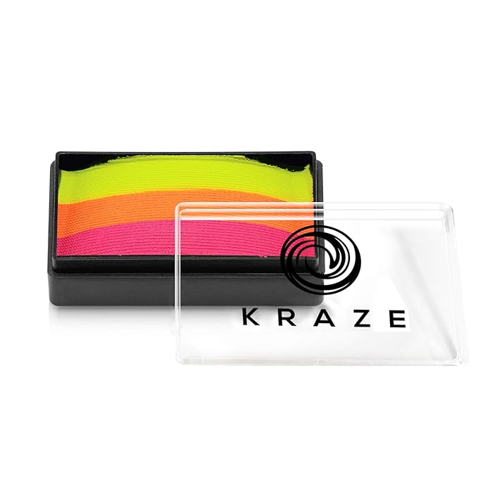 Kraze FX Dome Stroke - Glow (25 gm), Professional 1-Stroke Split Cake, Hypoallergenic, Non-Toxic, Water Activated Face & Body Painting Makeup Supplies for Sensitive Skin, Kid Safe, Adults