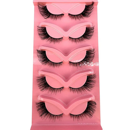 HBZGTLAD New 3D Cat-Eye Mink Eyelashes Curled Winged Natural Realistic Messy End Eye Elongated Thick False Eyelashes Soft Fake Eyelashes (V11)