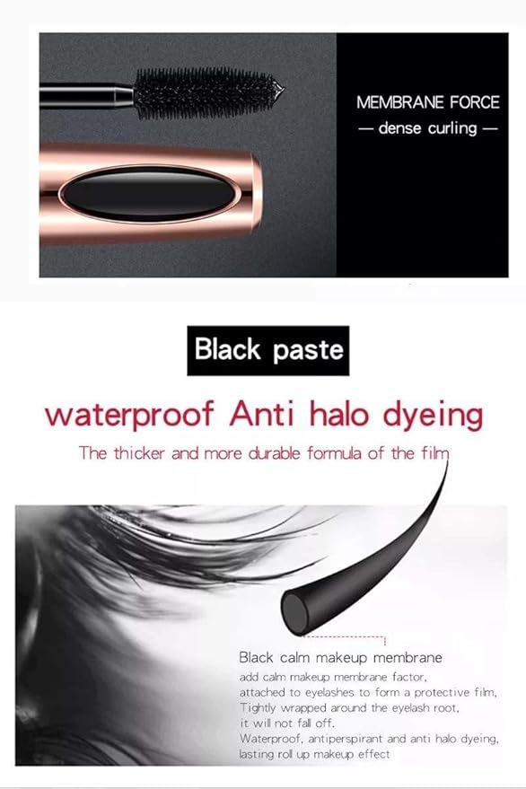 4D Silk Fiber Eyelash Mascara, Waterproof & Long-Lasting Mascara Black Volume