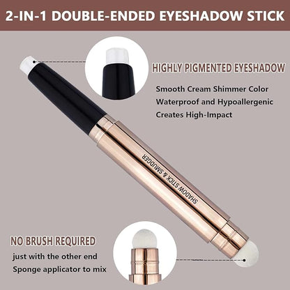 White Eyeshadow Stick Eyeliner Makeup Cream Shimmer Smooth Glitter Eyeshadow Pencil Base Primer Hypoallergenic Waterproof Long Lasting Eye Shadow Highlighter Stick Multi-Dimensional Eyes Look 01