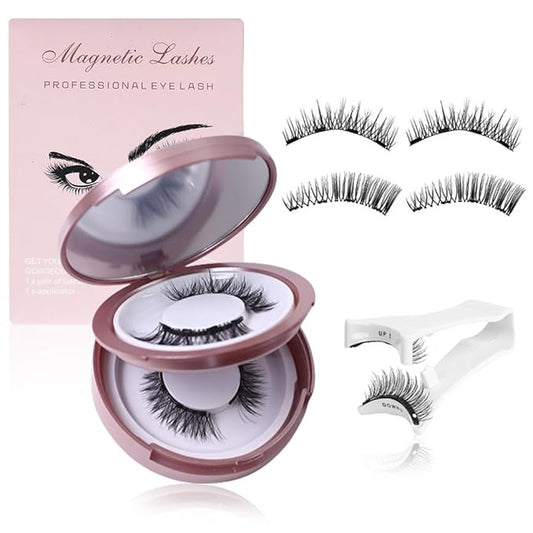 Elara Craft Magnetic Eyelashes, Magnetic Eyelashes with Applicator Natural, Soft Magnet Lashes Natural Look, Reusable Glue-free False Eyelashes Series (Nature Series(EA10+EM10))