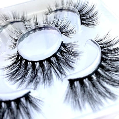 Sunniess False Eyelashes 8D Faux Mink Lashes 100% Handmade Reusable Natural Look Fake Eye lashes Cat-Eye Fluffy Wispy Lashes Dramatic Long Thick Volume Soft Lashes Packs