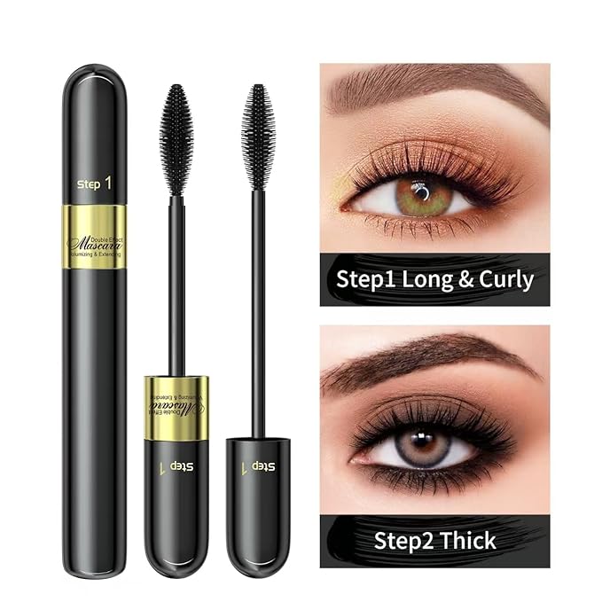 2PCS Essence Mascara Volume And Length- Amazing Lashes Mascara, Long-Lasting 2 In 1 Mascara Waterproof Mascara Voluminous Mascara,Lengthening And Volumizing Tubing Mascara Black