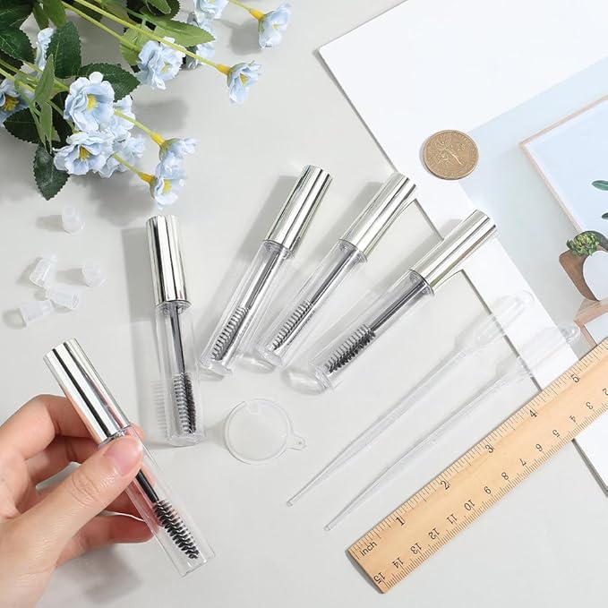 GORGECRAFT 10Pcs 10ml Empty Mascara Tube Bottle Transparent Plastic Eyelash Cream Containers Tubes Bottles with 4Pcs 2ml Dropper 2Pcs Mini Funnel Hopper for Castor Oil DIY Cosmetics Kit