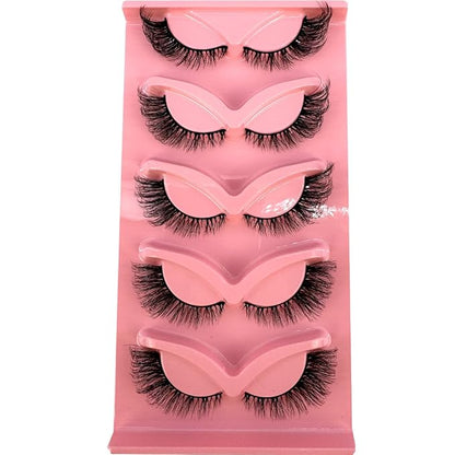 HBZGTLAD New 3D Cat-Eye Mink Eyelashes Curled Winged Natural Realistic Messy End Eye Elongated Thick False Eyelashes Soft Fake Eyelashes (V4)
