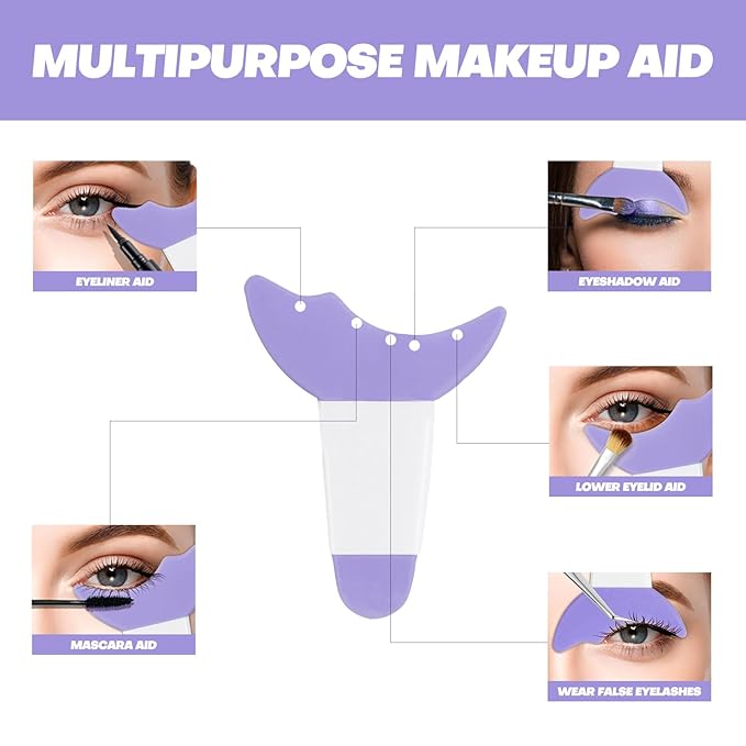 All In One Eye Makeup Stencils Aid Tool Set, Reusable Mascara Shield Applicator Guard Pads + Eyeshadow and Eyeliner Stencils Pad Kit Eye Applicator Guide Tool for Makeup, Easy to Use
