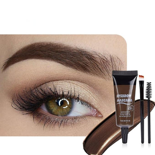 Tinted Thickening Eyebrow Mascara with Two Eyebrow Brushes,Brow Fast Sculpt,Waterproof,Transfer-proof,Eyebrow Tinting Kit- Cruelty Free - Light Medium Brown (1 Pack) (1Pc 03#Gray)