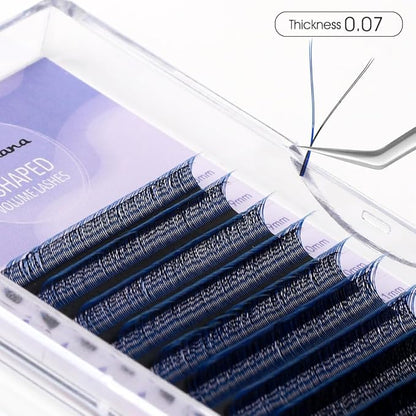 YY Eyelash Extension 0.07mm LU Curl 8-14mm Mixed Tray Lash Supplies Premade Fan Y Shape Volume Lash 12 Rows Premium Faux Mink Lash Extension (8-14 MIX, Black+Blue; 0.07 LU)