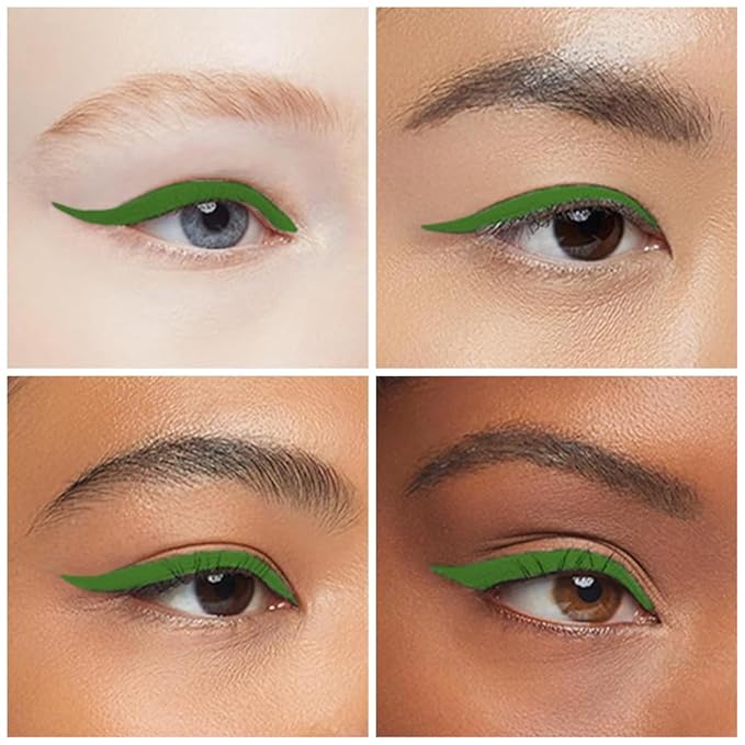 Kaely Dark Green Gel Eyeliner Pencil,Waterproof Smudge Proof Eye Liner Pen,Cat Eye Goth Halloween Makeup,Eye Black Face Paint Lipstick Crayon,Color Colorful Eyeliner Eyeshadow Stick,09